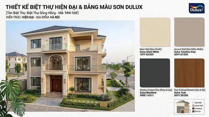 Thiết kế biệt thự hiện đại và bảng màu sơn Dulux – mẫu 2
